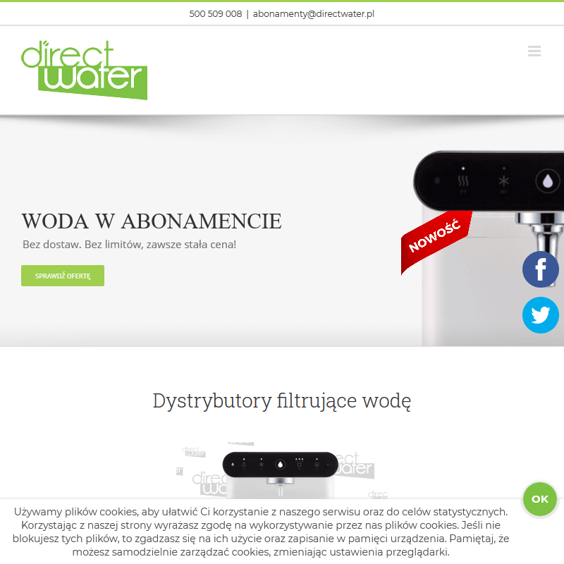 Dystrybutory wody bezbutlowe