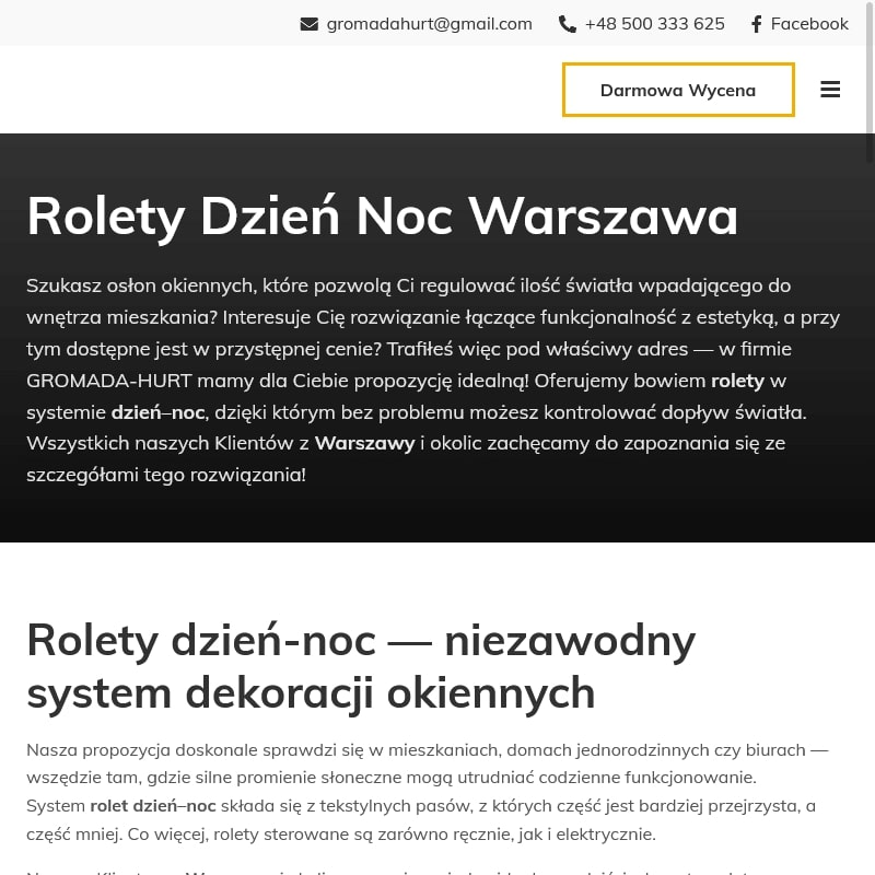 Rolety materiałowe Warszawa